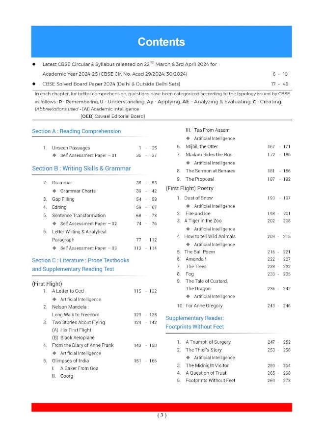 Oswaal CBSE Question Bank Class 10 English Language & Literature, Chapterwise and Topicwise Solved Papers For Board Exams 2025