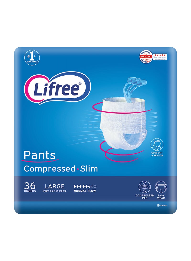 Lifree Slim Culotte Adult Diaper Pants Large Size 3 Cup Absorbency Mega Pack 36 Pieces  - Image 1