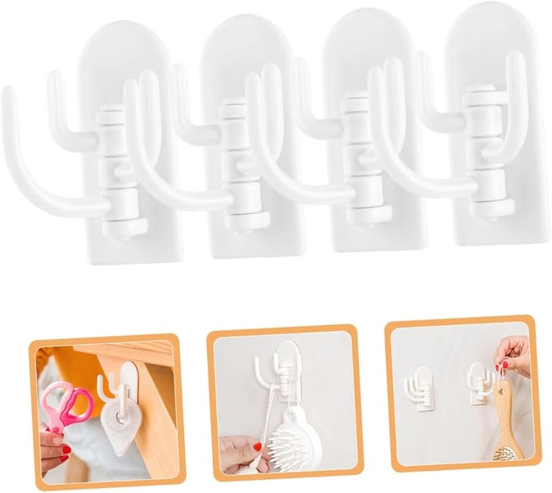 Rotatable Over Door Hooks 4PCS Plastic Space Saving Organizer For Kitchen Cabinet Towels Bags - Image 5