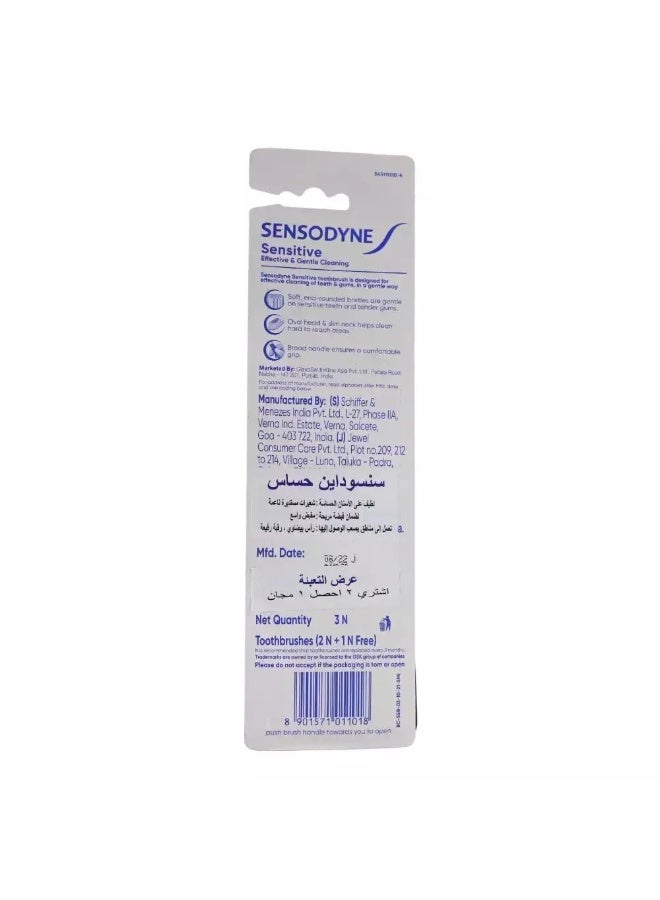 Sensodyne Sensitive Soft Toothbrush Effective Gentle Cleaning Toothbrush- Pack of 3 - Image 2