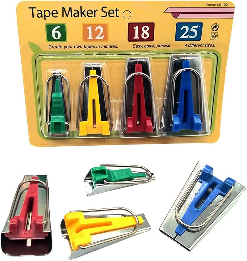 LNKA Bias Tape Maker 4 Size 6MM 12MM 18MM 25MM for Fabric Sewing and Quilting - Image 1