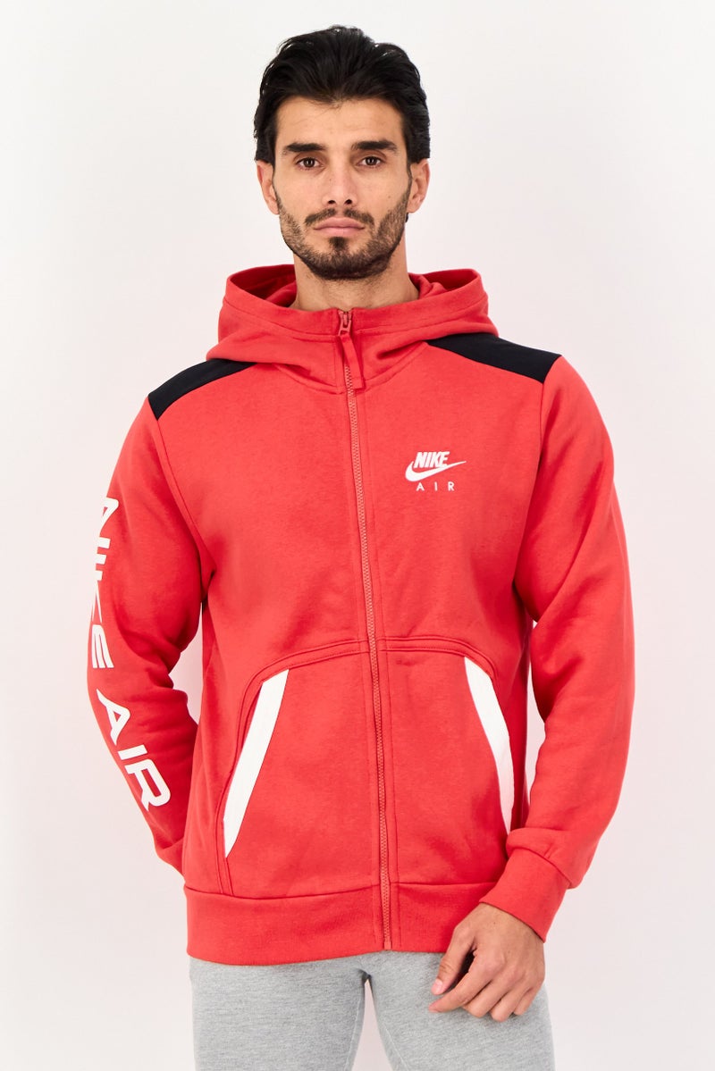 Nike Men Sportswear Fit Long Sleeve Outdoor Hooded Sweatshirt, Red - Image 1