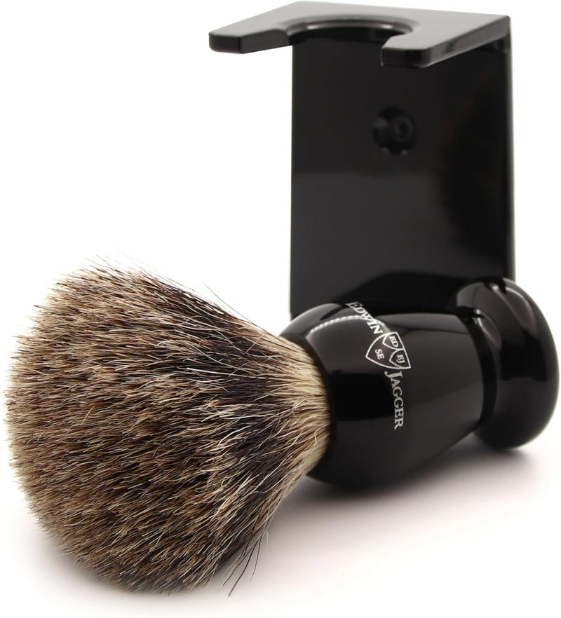 Edwin Jagger 1EJ946SDS Classic Best Badger Hair Exfoliating Shaving Brush with Stand for Shaving Cream or Shaving Soap for Men and Women Imitation Ebony - Image 4