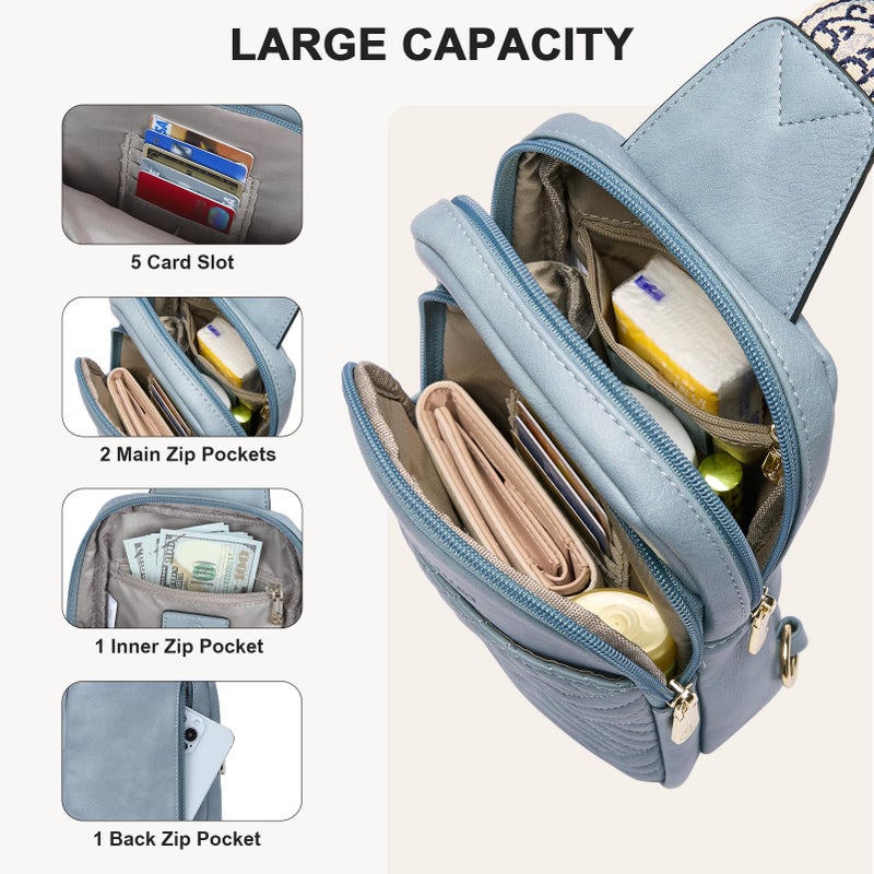 BOSTANTEN Sling Bag Quilted Crossbody Bags for Women Cross Body Purse Leather Fanny Pack with Adjustable Guitar Strap - Image 4