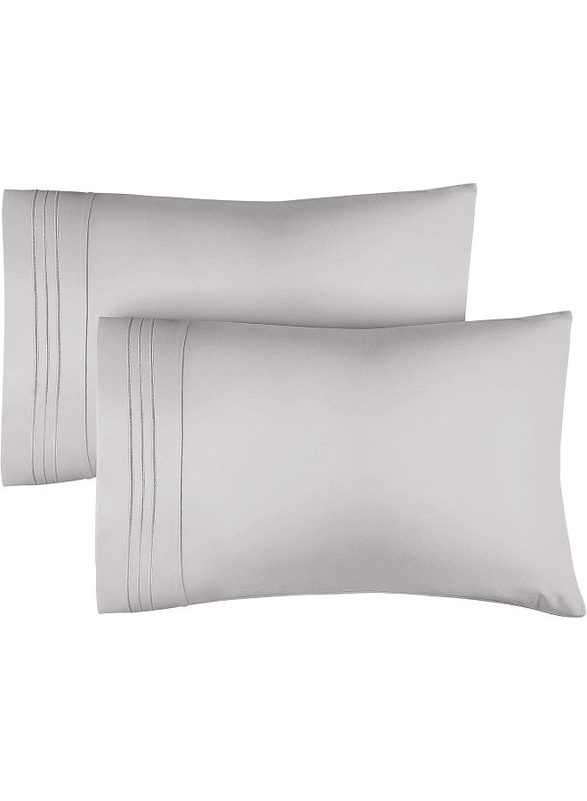 CGK Unlimited King Pillow Cases Set of 2 - Extra Soft, Hotel Quality Pillowcase Covers - Comfy Bedding for Women, Men, Kids & Teens - Machine Washable Pillow Protectors - 2 Piece - King Size Light Grey Pillow Cover  - Image 1