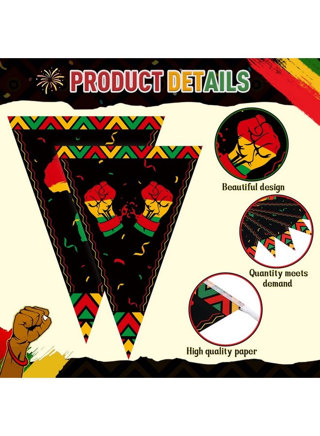 Hestya 10 Pcs Hestya Juneteenth Pennant Banners June 19th Party Decoration Juneteenth Triangle Banner Flags Africa American Pennant Bunting for Freedom June 19th Black History Month Party Supplies - Image 3