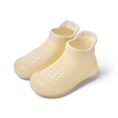 Bearbay Baby Sock Shoes Baby Walking Shoes Infant Non-Slip Breathable Slippers with Soft Rubber Sole Baby Boys Girls Sneakers Yellow - Image 1