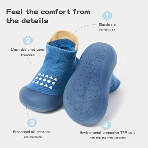 Bearbay Baby Sock Shoes Baby Walking Shoes Infant Non-Slip Breathable Slippers with Soft Rubber Sole Baby Boys Girls Sneakers Yellow - Image 2