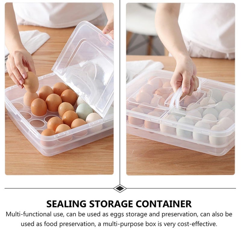 Portable Egg Holder With Handle White Sealing Storage Box 34 Compartment Refrigerator Container - Image 4