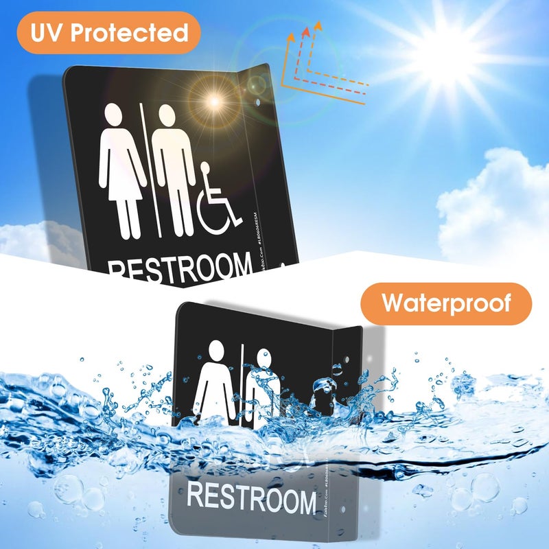 Faittoo Restroom Sign, Bathroom Signs, (2 Pack) 6 x 6 Inches Acrylic Sign, for Office or Business Bathroom and Toilet Door or Wall Decor, Indoor Outdoor Use (Men and women with Handicap) - Image 4