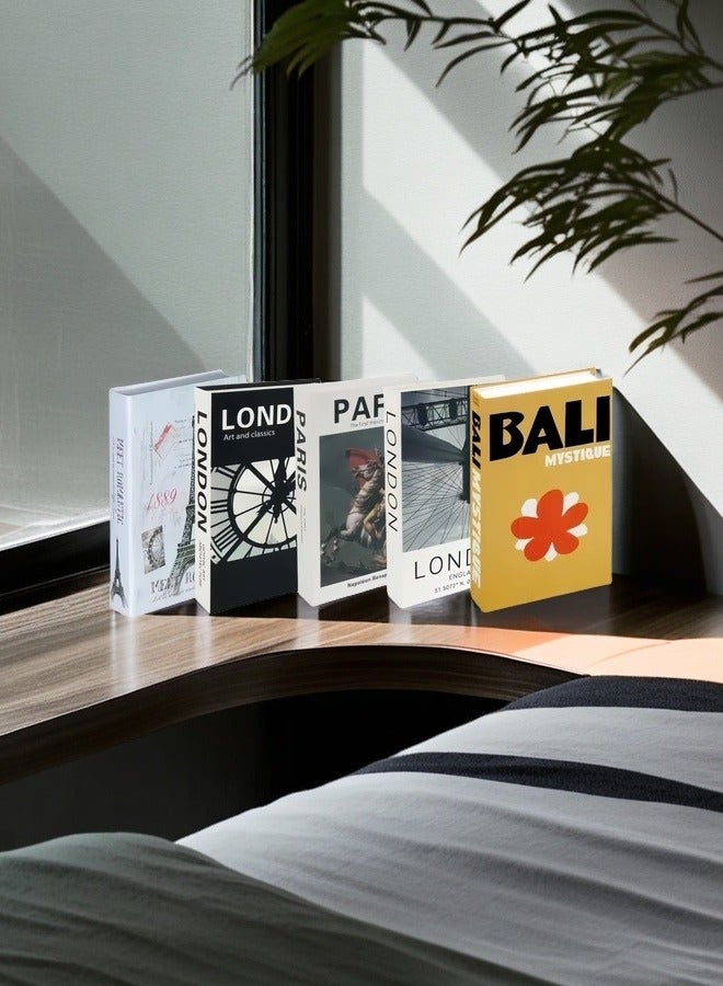 Set of Five Decorative Faux Books with Hidden Storage Stylish Hollow Book Boxes for Coffee Table Bookshelf Living Room Decor - Image 4