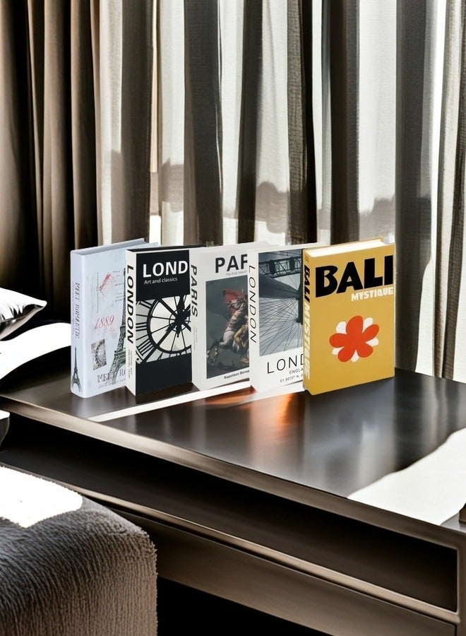 Set of Five Decorative Faux Books with Hidden Storage Stylish Hollow Book Boxes for Coffee Table Bookshelf Living Room Decor - Image 5