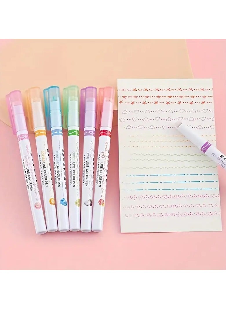 Generic Set Of 6 Pens With Different Designs To Decorate Texts And Notes  - Image 3