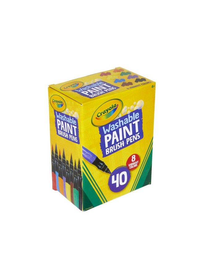 Crayola No Drip Paint Brush Pens Assorted Colors Paint Set 40 Count Creative Gift For Kids And Teens - Image 4