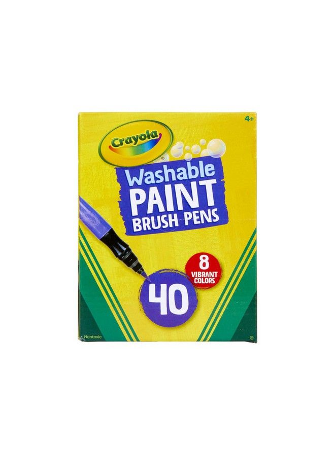 Crayola No Drip Paint Brush Pens Assorted Colors Paint Set 40 Count Creative Gift For Kids And Teens - Image 1