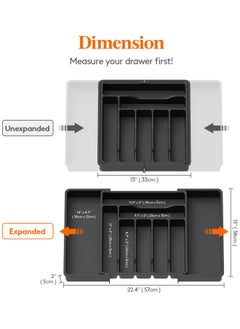 Lifewit Silverware Drawer Organizer,Expandable Utensil Organizer,Adjustable Kitchen Flatware Organizer Large Capacity Utensil Organizer and Storage Cutlery Tray for Spoons Forks Knives(Black)  - Image 3