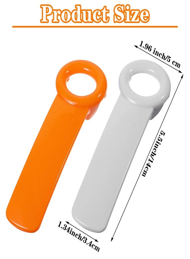 Thrymme 2Pcs Church Key Can Openers, 5.51-Inch Jar Popper Lid Opener for Seniors & Arthritis, Plastic Church Key Can Opener for Sealed Lids (White & Orange) - Image 2