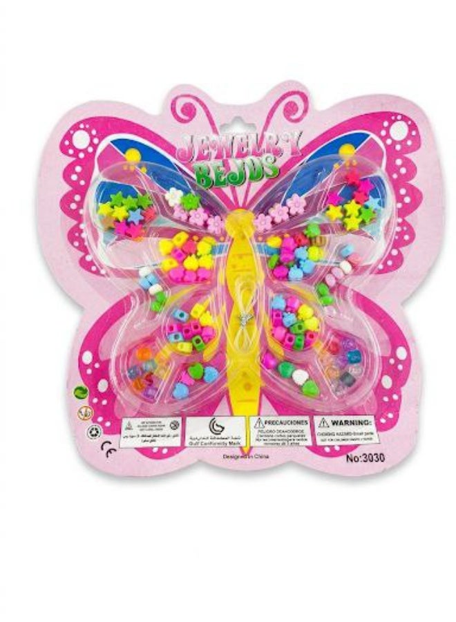 لعبه طقم خرز بنات للاكسسوارات وصناعة اساور وعقود هاند ميد، مجموعه خرزات وزينه اشكال نجوم وورود مع منظم/علبة تخزين شكل فراشه، لعبه اشغال يدويه DIY للتصميم والتركيب والتزيين وتنمية الإبداع، هديه للبنات للبيت والحضانه والحفلات - Image 2