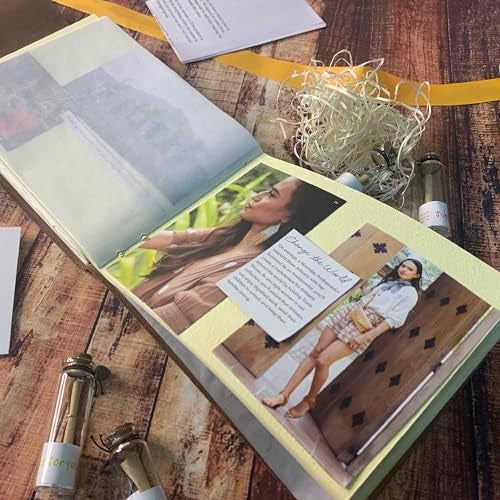 Rustic Town Leather Photo Album (Handcrafted Papers) - Scrapbook Style Pages for 4x6 or 5x7 inches Birthday, Memories, Wedding Photos (Cream (Beige) Paper) Medium - Image 5