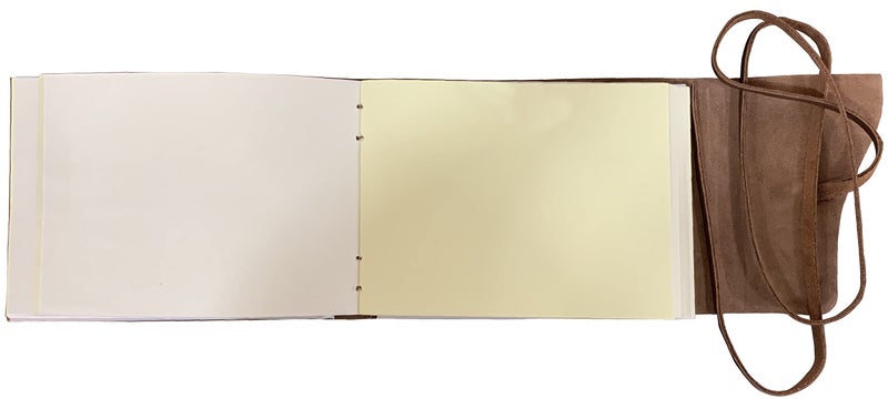 Rustic Town Leather Photo Album (Handcrafted Papers) - Scrapbook Style Pages for 4x6 or 5x7 inches Birthday, Memories, Wedding Photos (Cream (Beige) Paper) Medium - Image 3