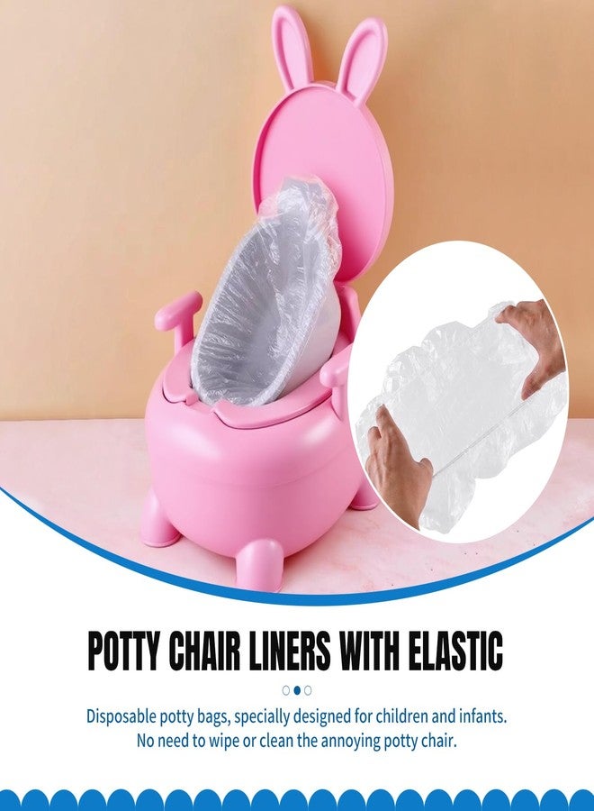 YNSHOUNA 100 PCS Potty Chair Liners with Elastic, Disposable Portable Potty Training Bags, Clear Potty Refill Liners, Toilet Seat Cover 17x8 Inches - Image 2