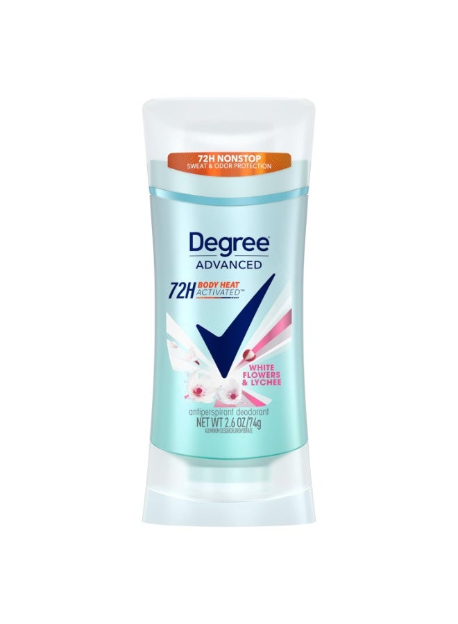 Degree Advanced Protection Antiperspirant Deodorant White Flowers & Lychee for 72-Hour Sweat & Odor Control for Women, with Body Heat Activated Technology, 2.6 oz