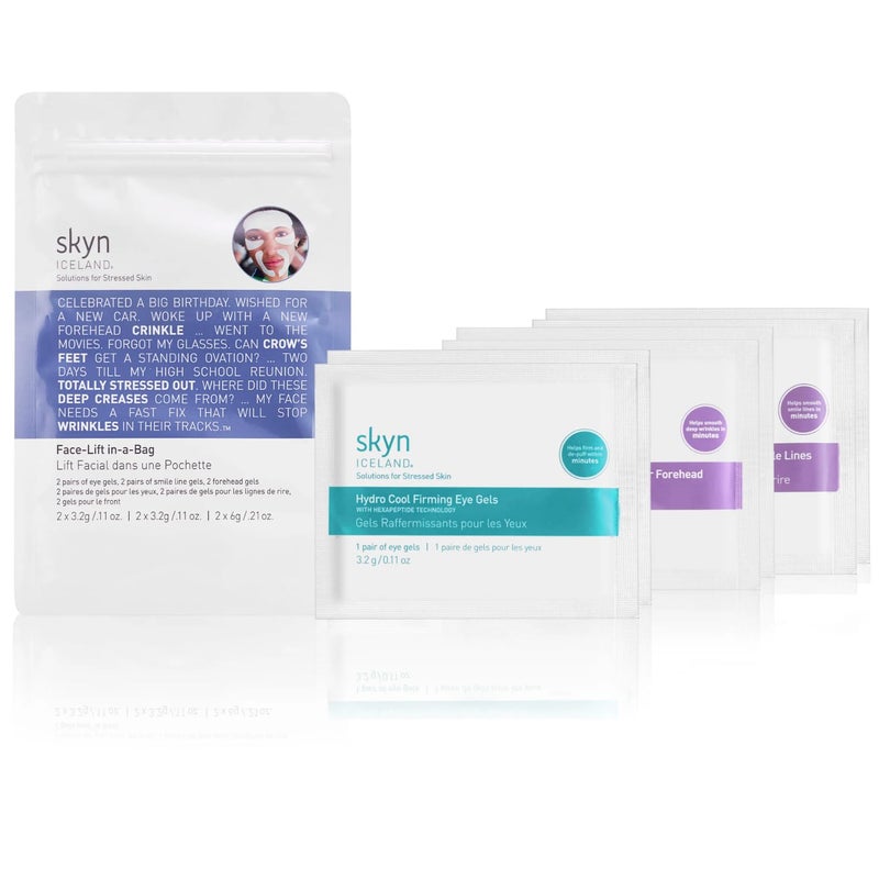 Skyn Iceland Facelift inaBag Face Mask Complete Facial Treatment Lifts  Smooths Forehead Smile Lines UnderEye Area 1 Pack