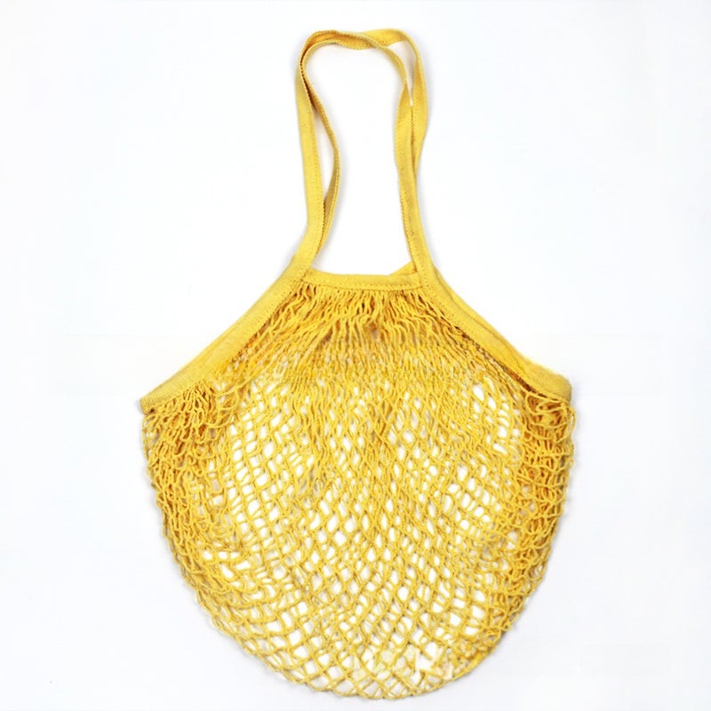 Cotton Mesh Bag for Grocery Beach Toys Yellow 