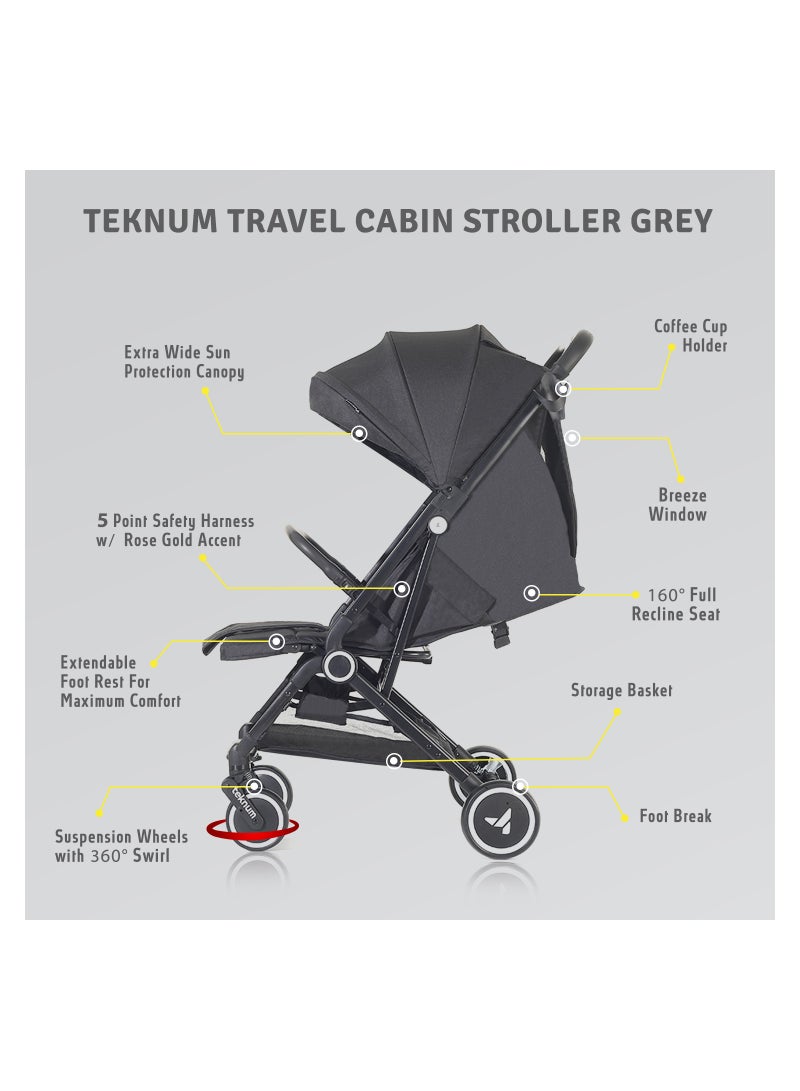 TEKNUM Travel Cabin Stroller With Coffee Cup Holder - Black - Image 5