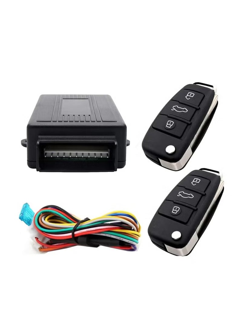 Classic Universal Car Central Locking System with Remote Keyless Entry | 4 Door Actuator Kit with 2 Flip Remote Keys, Control Box, Wiring & Installation Accessories - Image 3