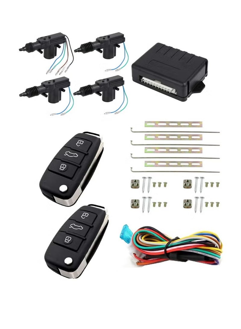 Classic Universal Car Central Locking System with Remote Keyless Entry | 4 Door Actuator Kit with 2 Flip Remote Keys, Control Box, Wiring & Installation Accessories - Image 5