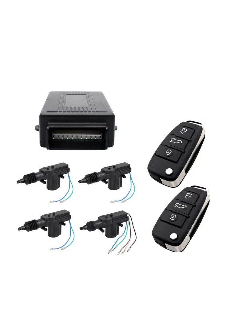 Classic Universal Car Central Locking System with Remote Keyless Entry | 4 Door Actuator Kit with 2 Flip Remote Keys, Control Box, Wiring & Installation Accessories - Image 4