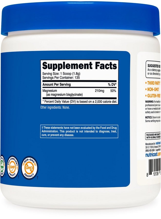 Nutricost Magnesium Bisglycinate Powder (Unflavored, 250 Grams) - Non-GMO, Vegan Supplement - Image 5