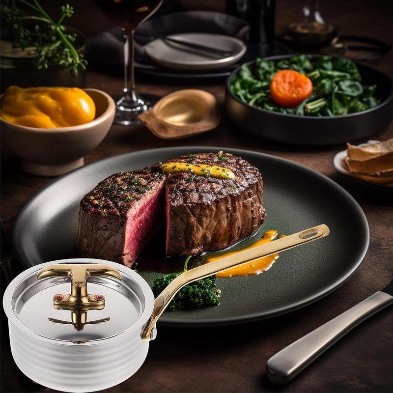 Cabilock Stainless Steel Cooking Pan with Lid 8cm X 4cm Mini Pot 304 Metal Pouring Pan for Steak Sauce Home Use Multi-function Cooking Tool - Image 5