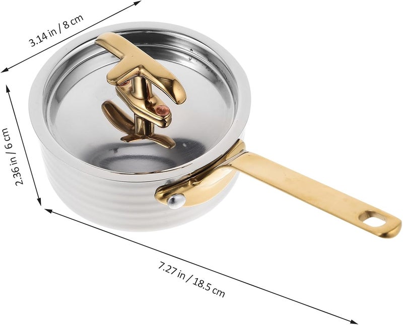 Cabilock Stainless Steel Cooking Pan with Lid 8cm X 4cm Mini Pot 304 Metal Pouring Pan for Steak Sauce Home Use Multi-function Cooking Tool - Image 2