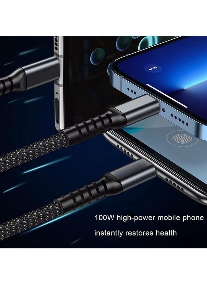 ماركة غير محددة - كابل شاحن USB 3 في 1 ، 2 حزمة 100 واط كابلات شحن سريع - Image 1