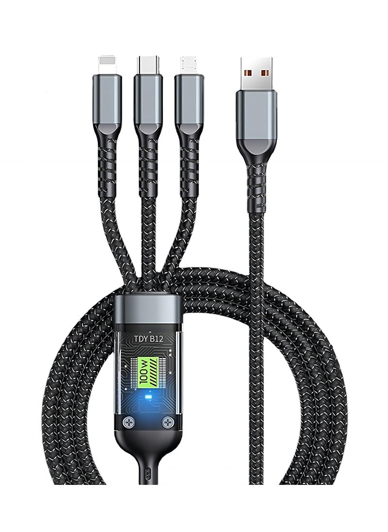 ماركة غير محددة - كابل شاحن USB 3 في 1 ، 2 حزمة 100 واط كابلات شحن سريع - Image 1