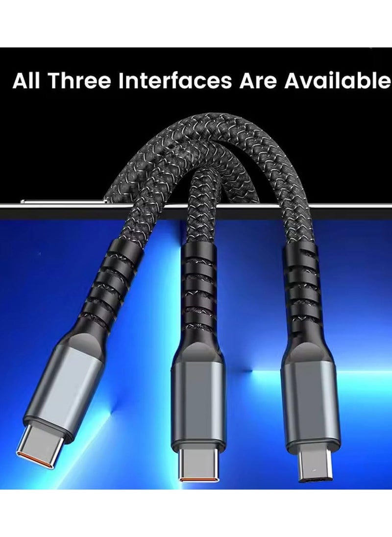 ماركة غير محددة - كابل شاحن USB 3 في 1 ، 2 حزمة 100 واط كابلات شحن سريع - Image 1