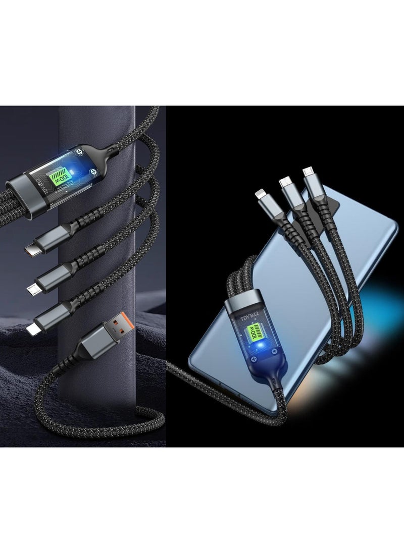 ماركة غير محددة - كابل شاحن USB 3 في 1 ، 2 حزمة 100 واط كابلات شحن سريع - Image 1