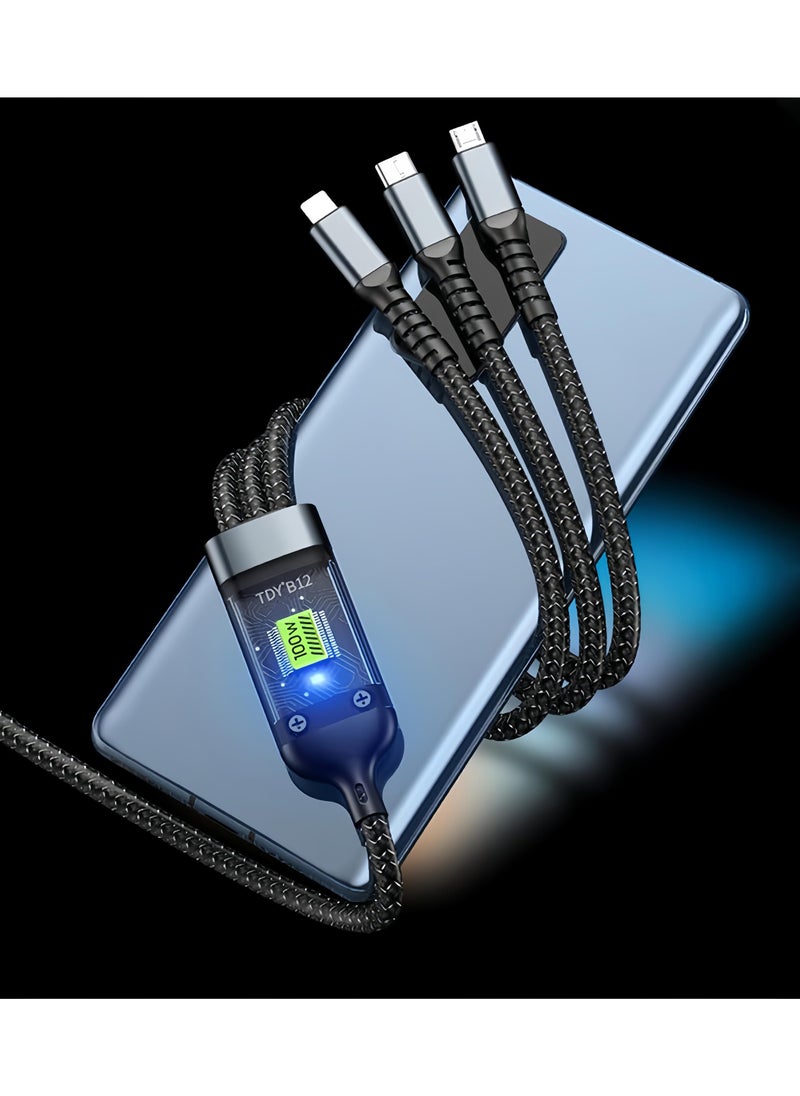 ماركة غير محددة - كابل شاحن USB 3 في 1 ، 2 حزمة 100 واط كابلات شحن سريع - Image 1