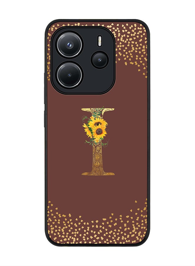 Stylizedd For Xiaomi Redmi Note 14 4G 4G Case,Slim fit Camera Protection, Shockproof Thin Phone cover  - Custom Floral Monogram - I  (Brown ) - Image 1