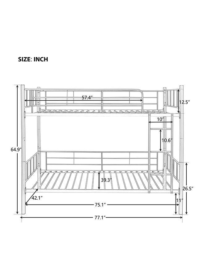KUSTOMDECO سرير بطابقين معدني بإطار فولاذي قوي | سرير بطابقين مع حواجز أمان وسلم مدمج | سرير بطابقين موفر للمساحة للأطفال، والنزل، وغرف الموظفين - Image 2
