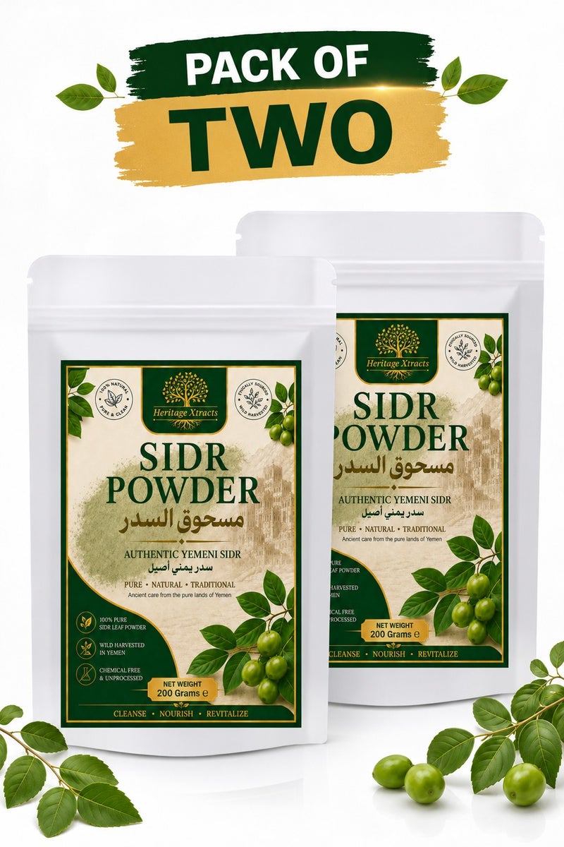 Heritage Xtracts Pack of 2 Yemeni Sidr Powder - (2 x 200g Packs) | 100% Natural Herbal Hair Cleanser & Conditioner for Hair Growth, Dandruff Control & Scalp Health - Rejuvenates Hair Follicles, Fights Fungus & Bacteria, Reduces Hair Fall - Image 1