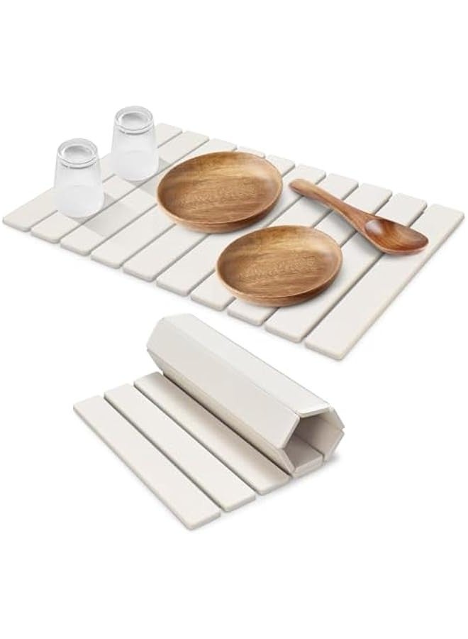 Beauenty Large Stone Dish Drying Mat for Kitchen Counter, Fast Dry Super Absorbent Collapsible Dish Drying Mats, Eco-Friendly Diatomaceous Earth Mats for Dishes Bottles Cups, Match Any Countertop - Image 1