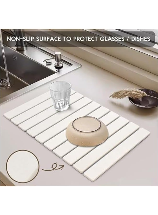 Beauenty Large Stone Dish Drying Mat for Kitchen Counter, Fast Dry Super Absorbent Collapsible Dish Drying Mats, Eco-Friendly Diatomaceous Earth Mats for Dishes Bottles Cups, Match Any Countertop - Image 3