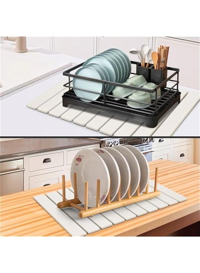 Beauenty Large Stone Dish Drying Mat for Kitchen Counter, Fast Dry Super Absorbent Collapsible Dish Drying Mats, Eco-Friendly Diatomaceous Earth Mats for Dishes Bottles Cups, Match Any Countertop - Image 4