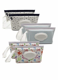 SYOSI Wet Wipe Pouch 6 Pcs Baby Wet Wipe Pouch Travel Wipes Case Reusable Refillable Wet Wipe Bag Cases Portable Travel Wipes Dispenser Wipe Pouches for Baby, 6 Pack  - Image 1