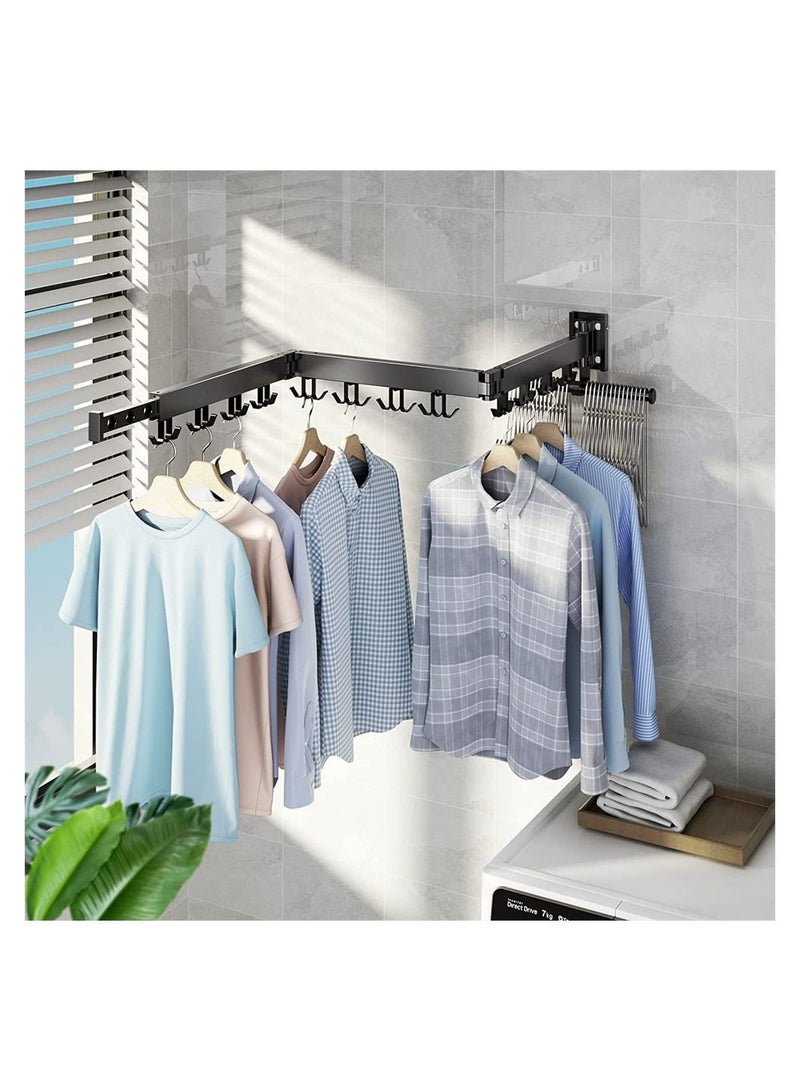 Y&D Wall Mounted Clothes Drying Rack, Retractable Laundry Rack Folding, Space Saver, Hanging for Balcony, Laundry, Bathroom, Patio  - Image 2