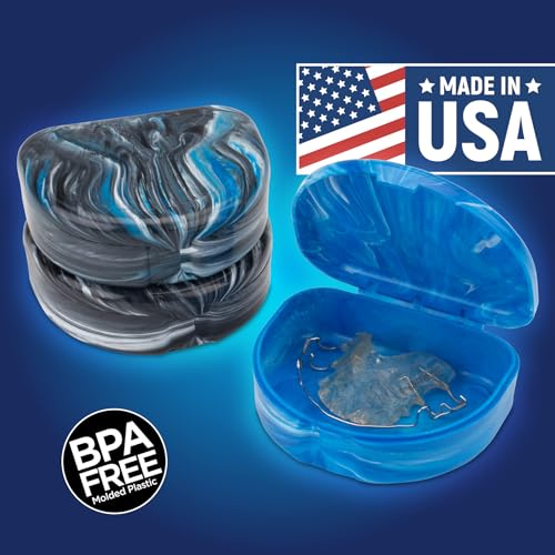 Practicon Marble Retainer Cases, Orthodontic Aligner Case, Mouth Guard Holder (3 Pack) (Midnight) - Image 2