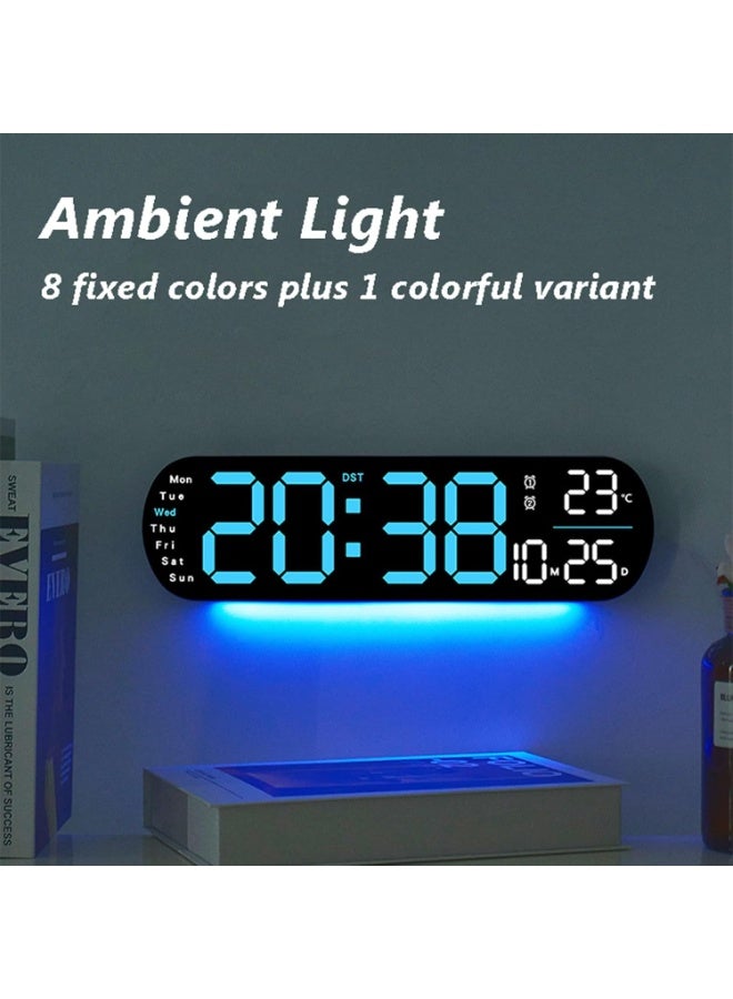 Flushrenic 13.8" Large Digital Wall Clock with Remote Control, Dual Alarm with Big LED Screen Dispaly, 8 RGB Colors, Clocks with Day and Date, Small Silent Wall Clock for Living Room,Bedroom,Kitchen (Orange) - Image 3